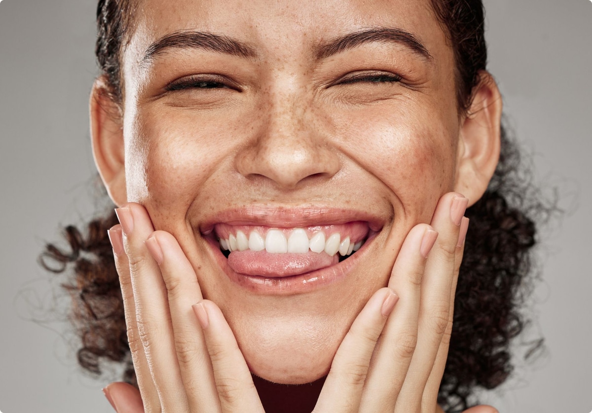 closeup of the face of a woman